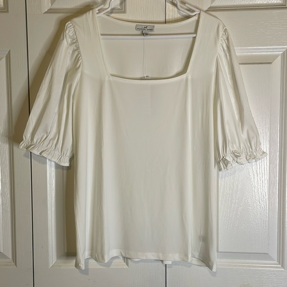 SHAVONNE  DORSEY Square Neck with Puff Sleeves Top, Women’s L, White - Picture 2 of 9
